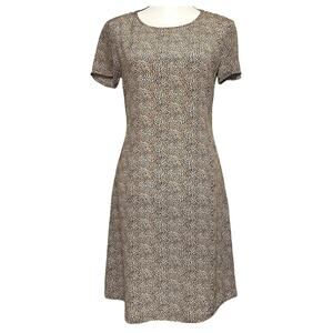 Vintage Olsen Leopard Print 100% SIlk Mini Slip Dress Short Sleeve Size 4